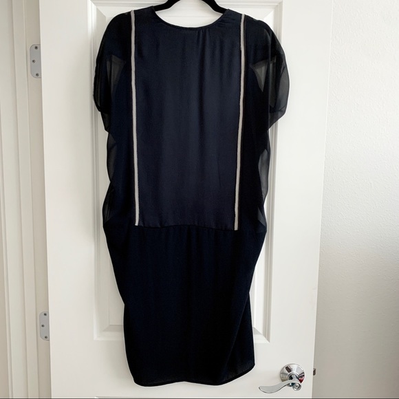 BCBG MAXAZRIA RUNWAY Black Silk Mesh Panel Dress - Picture 2 of 6